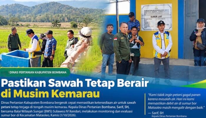 Pastikan Sawah Tetap Berair di Musim Kemarau, Kadis Pertanian Bombana Monev Sumur Bor di Mataoleo